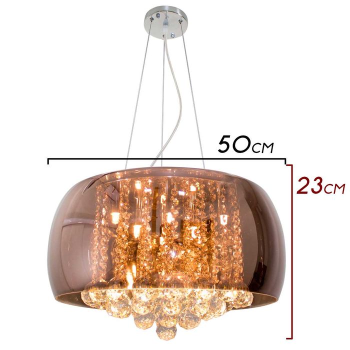 Pendente Cristal Bella Soho Cobre 50cm para 6 lâmpadas G9 Pd001CO St576