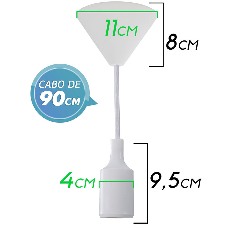 Pendente soquete em silicone E27-Branco ST507