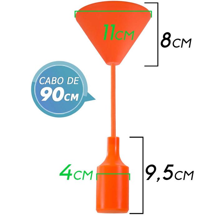 Pendente soquete em silicone E27-Laranja ST507