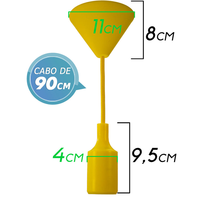 Pendente soquete em silicone E27-Amarelo ST507
