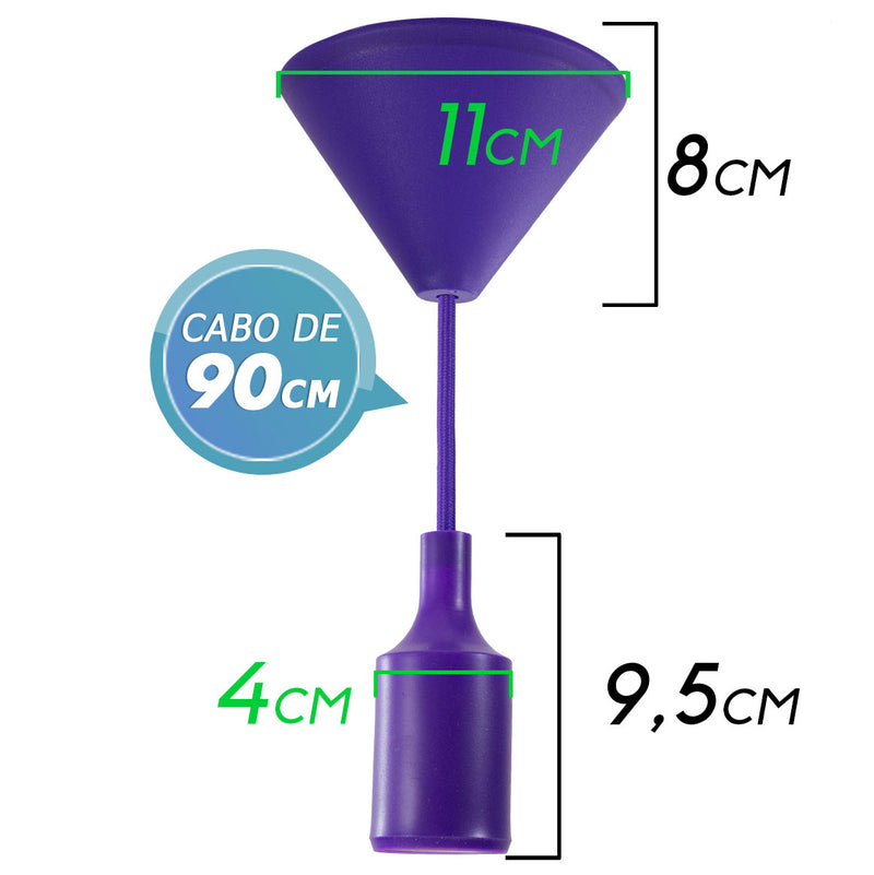 Pendente soquete em silicone E27-Roxo ST507