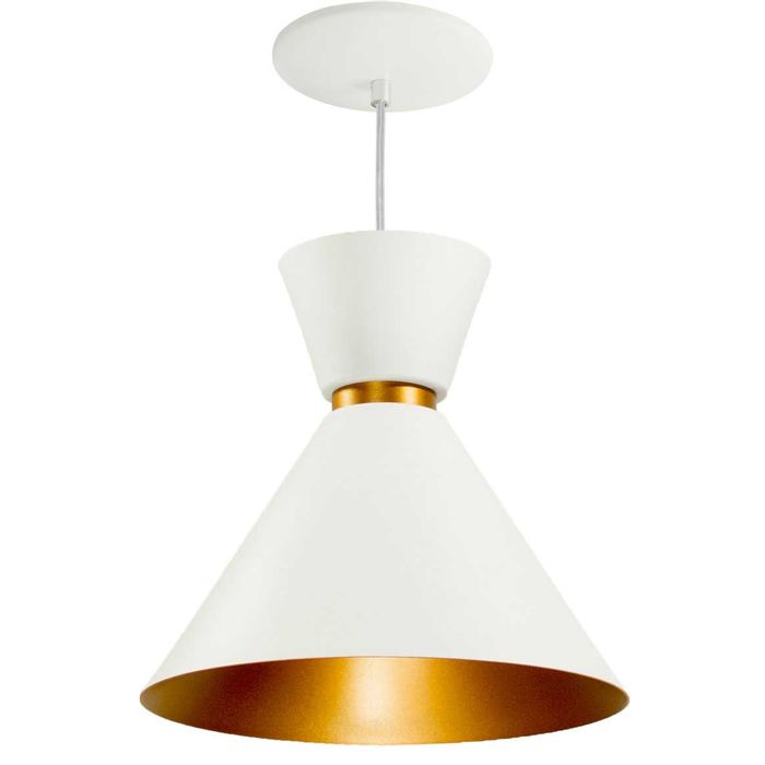 Pendente Lustre Berlin Branco 23cm em Alumínio para Balcão, Mesa ou Área Gourmet 4051 St736