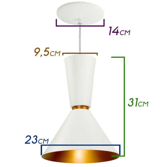 Pendente Lustre Rio Branco Alumínio 31cm p/ Balcão, Mesa e Área Gourmet 4052 St836