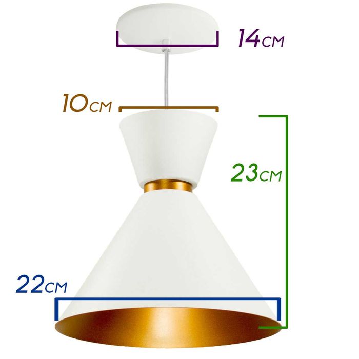 Pendente Lustre Berlin Branco 23cm em Alumínio para Balcão, Mesa ou Área Gourmet 4051 St736