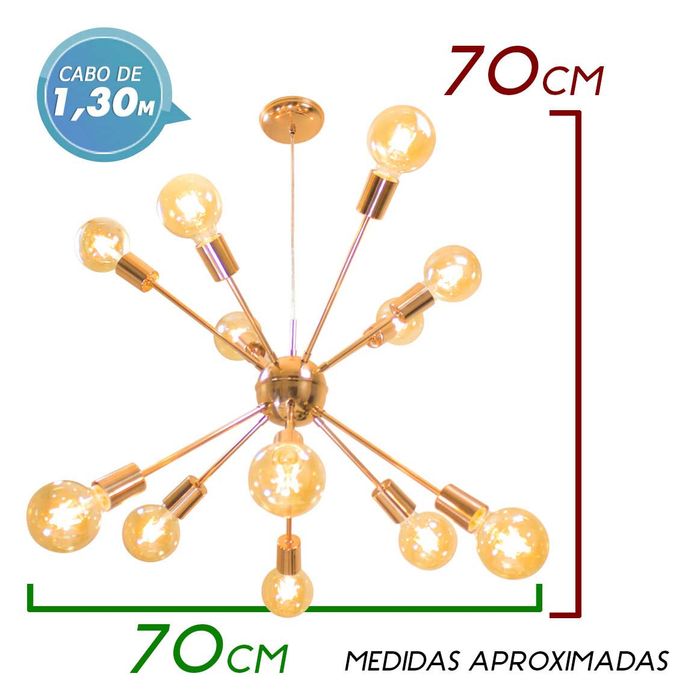 Pendente Sputnik Atom para 12 lâmpadas e27 Cobre brilho PD-4965/12-CB St598