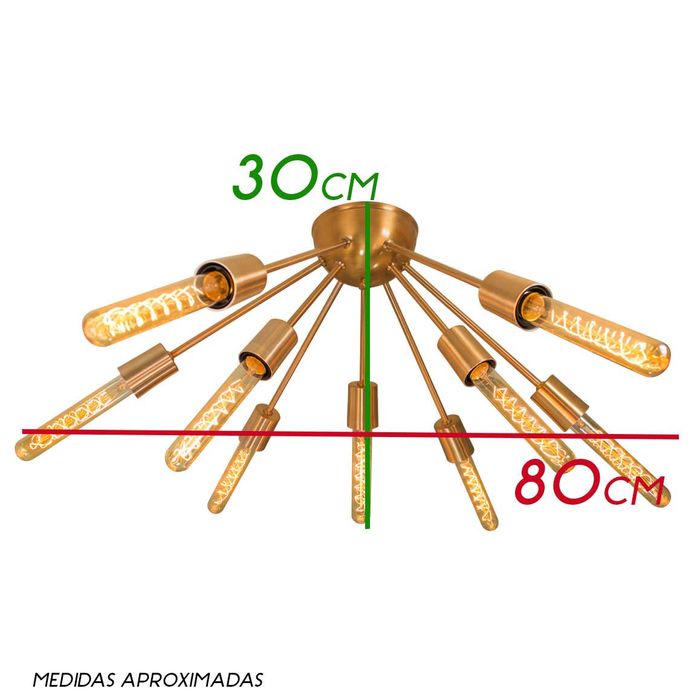 Plafon Atom Sputnik Cobre Escovado P/ 9 Lâmpadas PLF-4964-CE St698