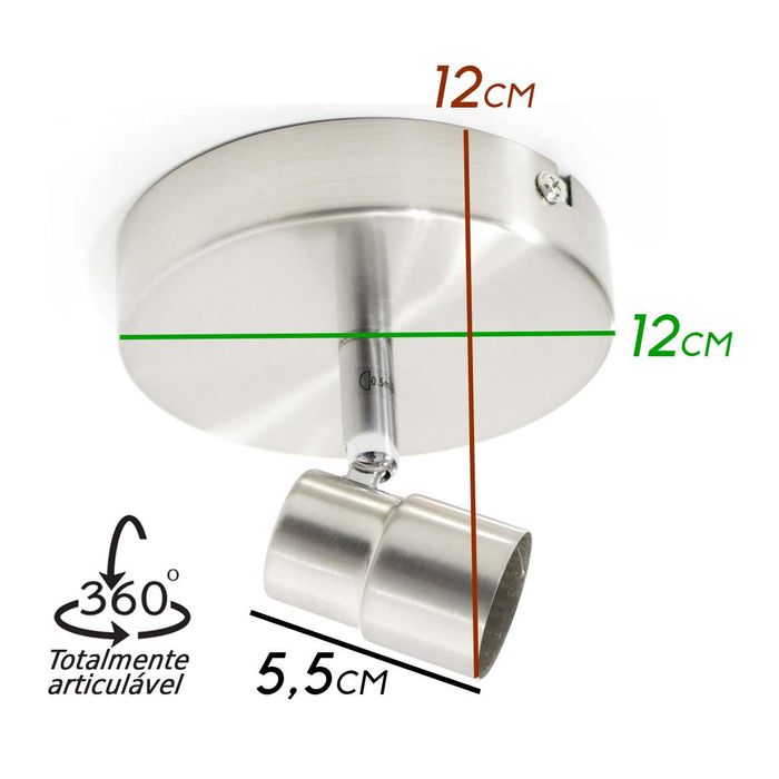 Spot Direcionável Aço Escovado P Lâmpada Gu10 Dicróica St577