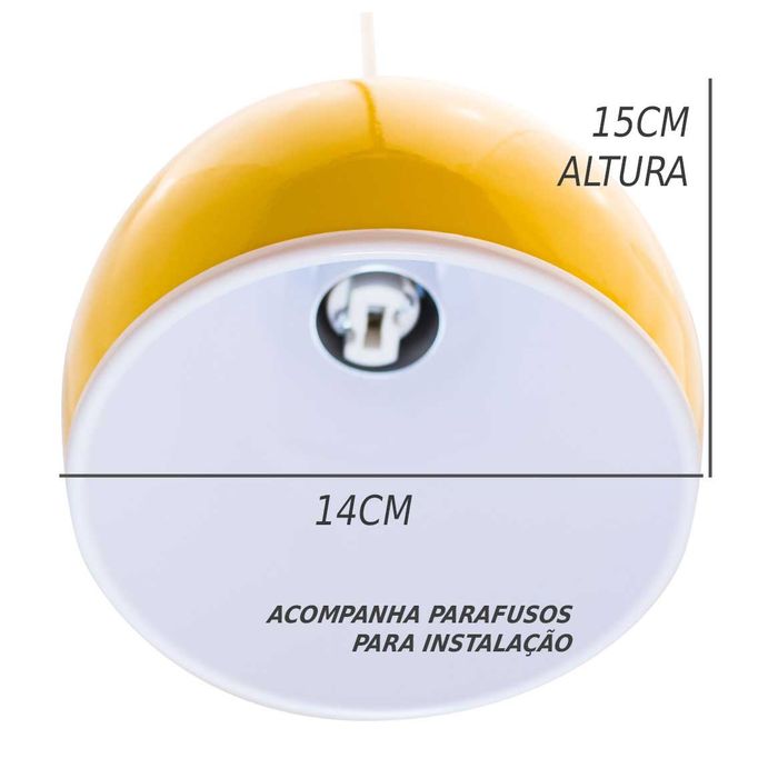 Pendente Bola Alumínio 1xG9 ST3028 - Amarelo com interior Branco