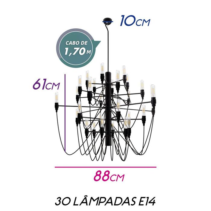 Lustre Candela 88cm 30xE14 Starlux PS-12097-30-SB St1843