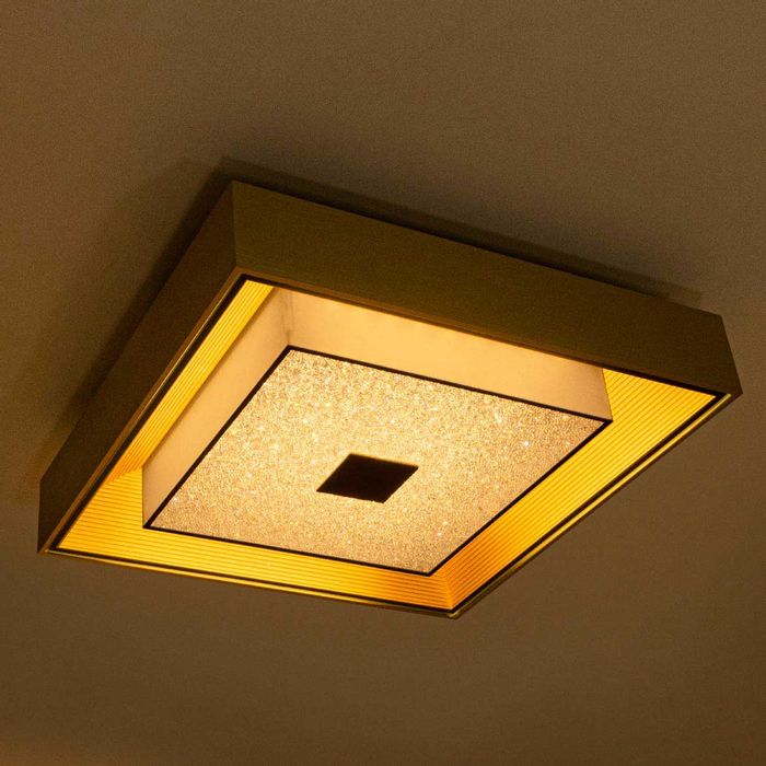 Plafon Zeus Ouro LED 12W 34cm Efeito Estrelado PS-30959-12W ST1737