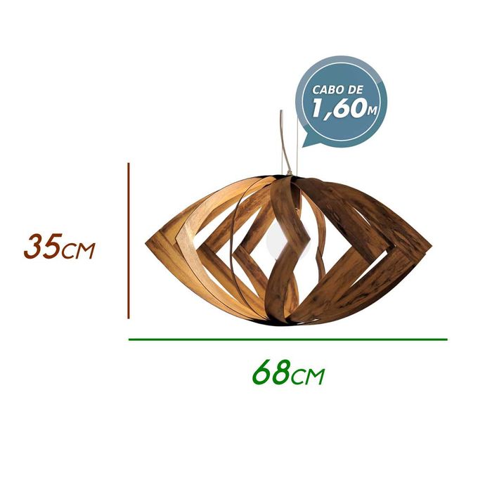 Pendente Versátil Imbuia H35 68CM - 1243.06-Imbuia