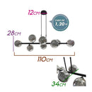 Pendente Abaporu em Metal Preto e 8 Cúpulas de Vidro P/ G9 HL004B Bella ST1863-Bella Iluminação-Starlumen