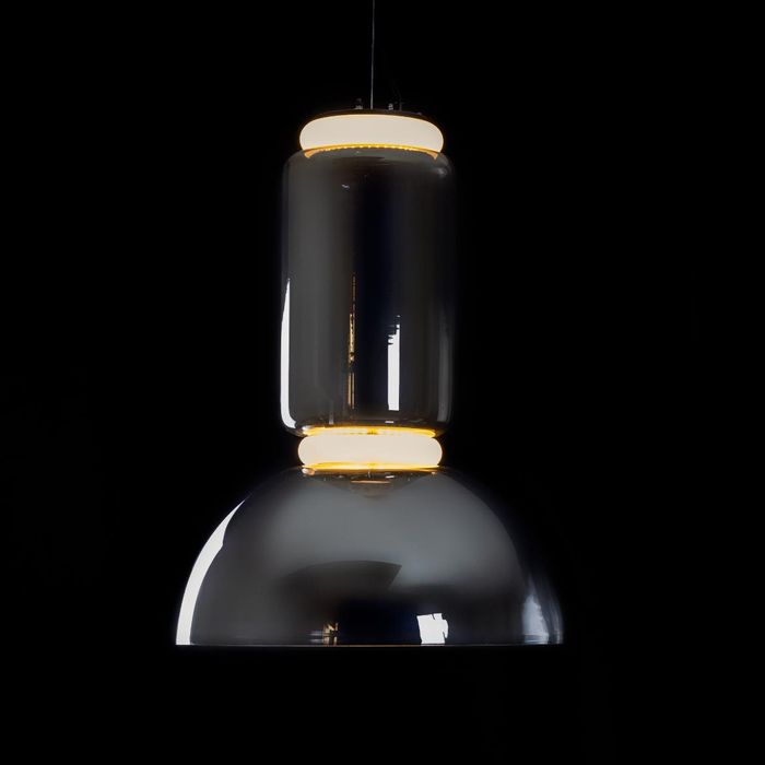 Pendente Amana Preto Fosco e Smoky ZR110 40x53cm LED 9W 3000k Starlux ST2587