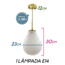 Pendente Amora Dourado Globo de Vidro Branco Leitoso Starlux E14 ZR020-S-MW St1722-Starlux-Starlumen