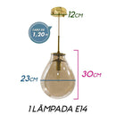 Pendente Amora Dourado Globo de Vidro Conhaque Starlux E14 ZR020-S-CO ST1722-Starlux-Starlumen