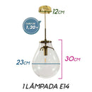 Pendente Amora Dourado Globo de Vidro Transparente Starlux E14 ZR020-S-CL ST1722-Starlux-Starlumen