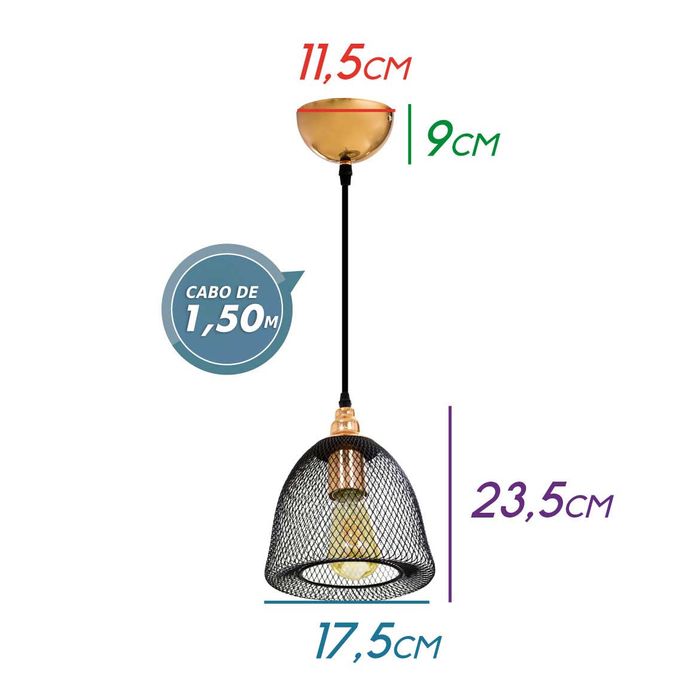 Pendente Aramado Copper Meia Lua Bella Iluminação Xn002 St1295-Bella Iluminação-Starlumen