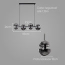 Pendente Artemis Preto Fosco e Smoky Vidro VL002-SKY 93cm para 8 G9 Starlux ST2541-Starlux-Starlumen