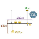 Pendente Bille Dourado para 4 LED G9 - 16575/4 PT/DR ST1610-Usina Design-Starlumen