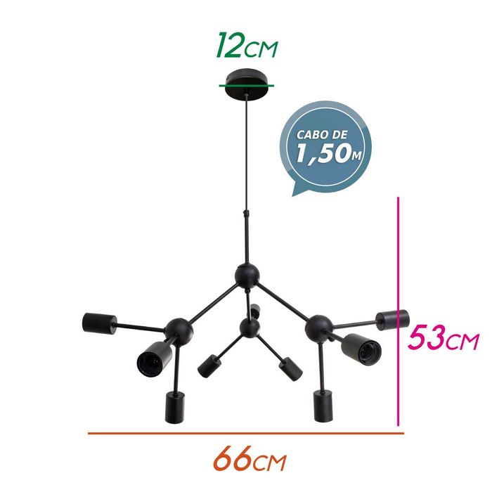 Pendente Cluster Sputnik Atom Orbit Molecula QPD13229 St1459-Quality-Starlumen