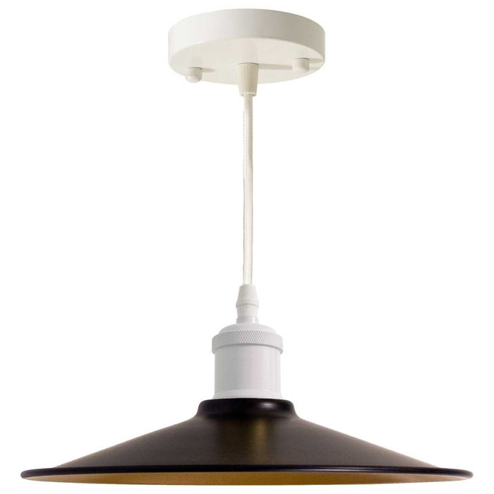 Pendente Chapéu Chinês Cúpula Preta E Dourado 30cm St1378-Branco