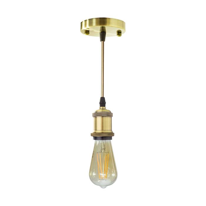 Pendente Tubo Cilindro Metal Soquete E27 Cordão DS2340 St1374-Bronze