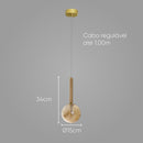 Pendente Eloa Madeira Ouro e Âmbar Globo Vidro ZR136-AB Starlux ST2603-Starlux-Starlumen