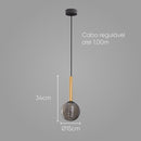 Pendente Eloa Madeira Preto Globo Vidro Smoky ZR136-SKY Starlux ST2603-Starlux-Starlumen