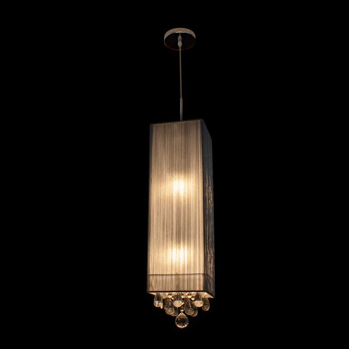 Pendente Fio Seda e Cristal Prata p/ 2x E27 HU2189S Bella ST356