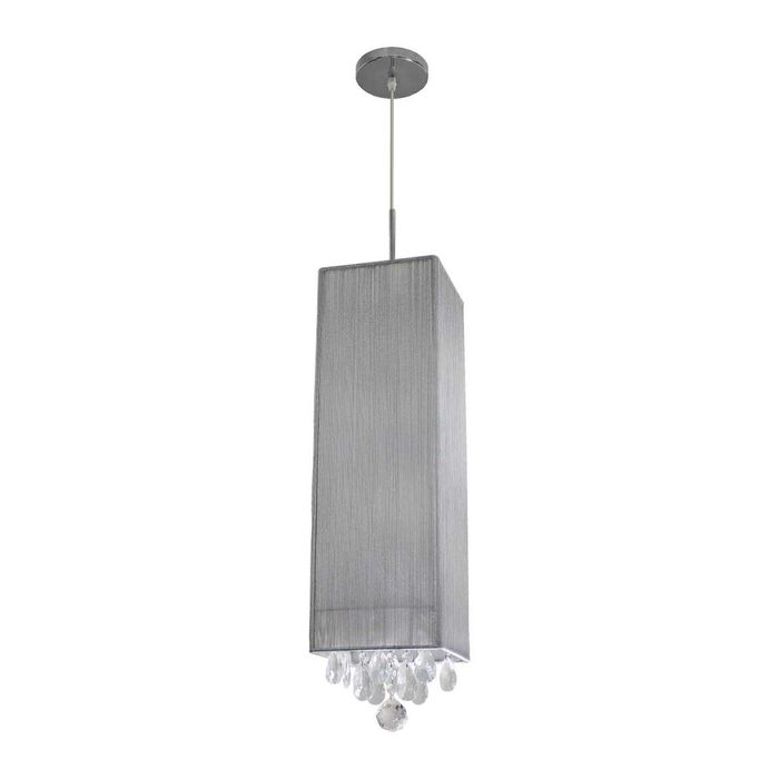 Pendente Fio Seda e Cristal Prata p/ 2x E27 HU2189S Bella ST356