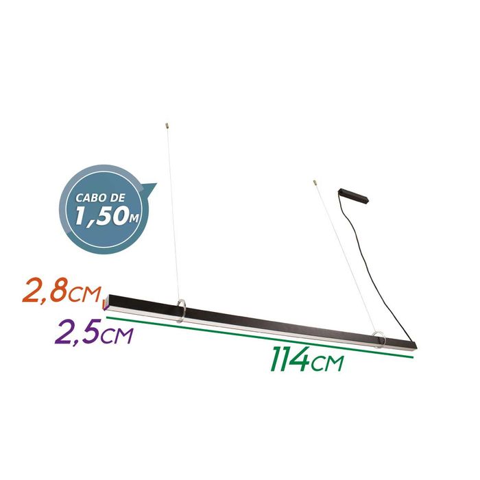 Pendente Fit Preto LED 32W 4400 lumens 662LED3-PT ST1305-Newline-Starlumen