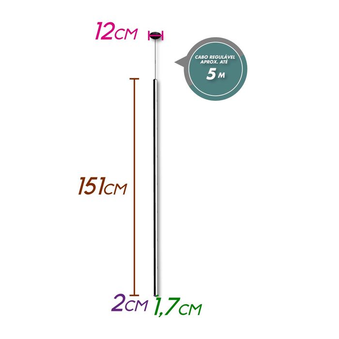 Pendente Fit15 LED 26,4W 110V 1,5m PD15032LED1X-PT Newline ST2418-Newline-Starlumen