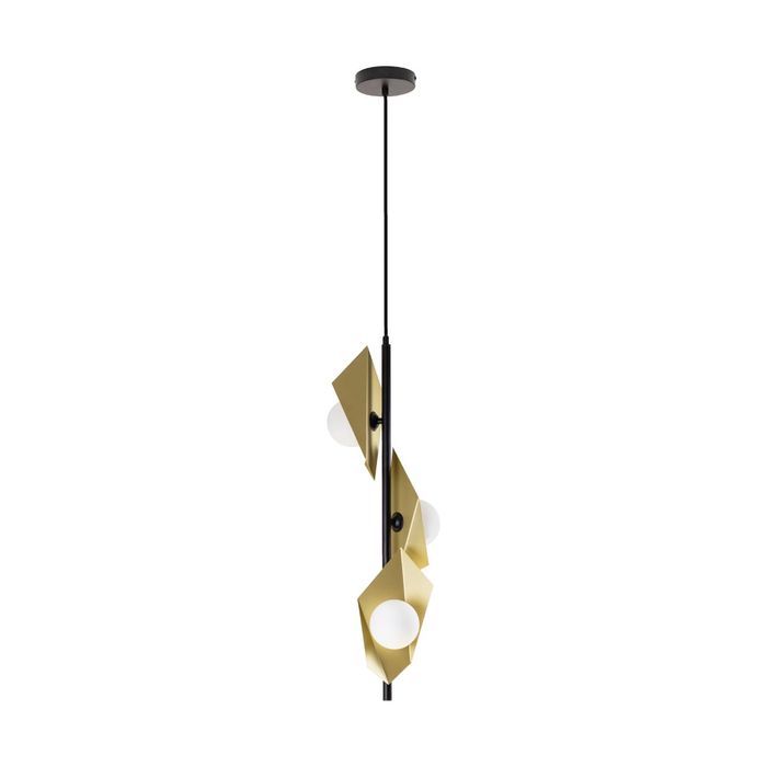 Pendente Floki Preto Ouro Fosco e Branco Globo Vertical para 3x G9 GH-003 Starlux ST2610