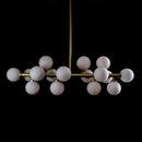 Pendente Grape Dourado 16 Cúpulas Vidro Leitoso ZR034-DO-W St1758-Starlux-Starlumen