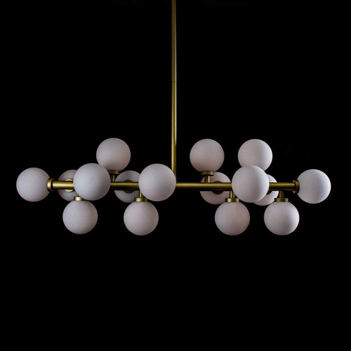 Pendente Grape Dourado 16 Cúpulas Vidro Leitoso ZR034-DO-W St1758-Starlux-Starlumen