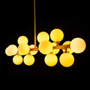 Pendente Grape Dourado 16 Cúpulas Vidro Leitoso ZR034-DO-W St1758-Starlux-Starlumen