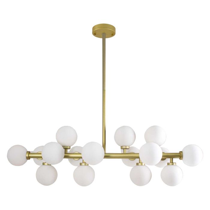 Pendente Grape Dourado 16 Cúpulas Vidro Leitoso ZR034-DO-W St1758-Starlux-Starlumen