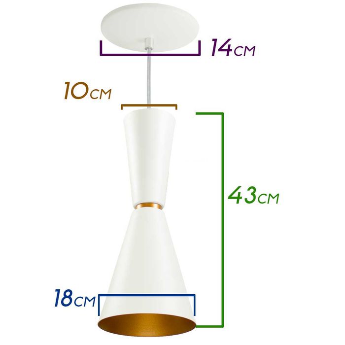 Pendente Lustre Moscou Branco 43cm Alumínio p/ Balcão, Mesa e Área Goumet 4053 ST936-Starlumen-