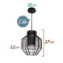 Pendente Lustre Net Bella Preto Com Metal Aramado E Tecido Ø32cm Lanterna Chinesa E-27 PD015S St1357-Bella Iluminação-Starlumen