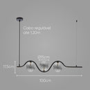 Pendente Malu Preto Fosco e Smoky 100 Cm Para 3x G9 ZR126 Starlux ST2616-Starlux-Starlumen