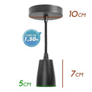 Pendente Metal Maciço Cabo Encapado Vintage E27 DS2326 St942-Preto-Starlumen-