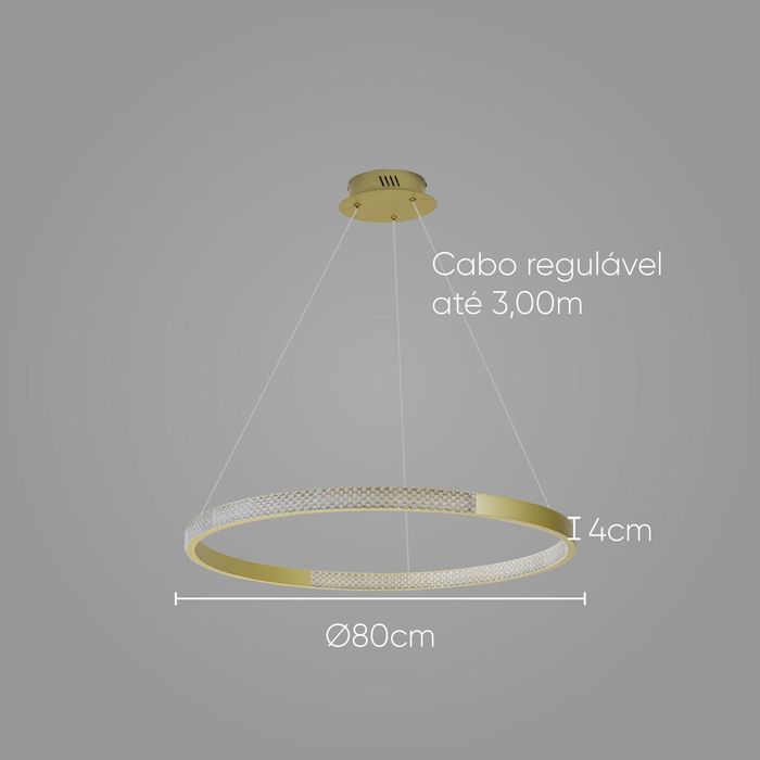 Pendente Othon Ouro Anel 80cm LED ZR147-GD Starlux ST2639-Starlux-Starlumen