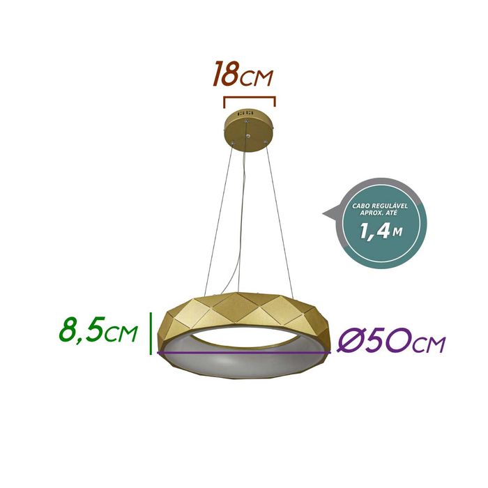 Pendente Otto 50cm 30w Branco Quente Zr091-RP-OU Starlux ST2371-Starlux-Starlumen