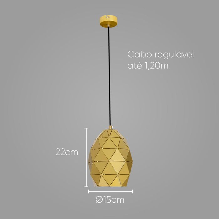 Pendente Otto Ouro Fosco 15cm Colmeia para E27 ZR109 Starlux ST2627