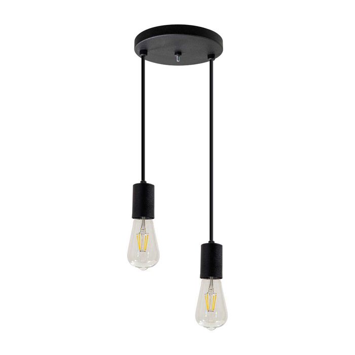 Pendente Soquete Duplo Alumínio Preto P/ 2 Lâmpadas E27 ST1696-Starlumen-