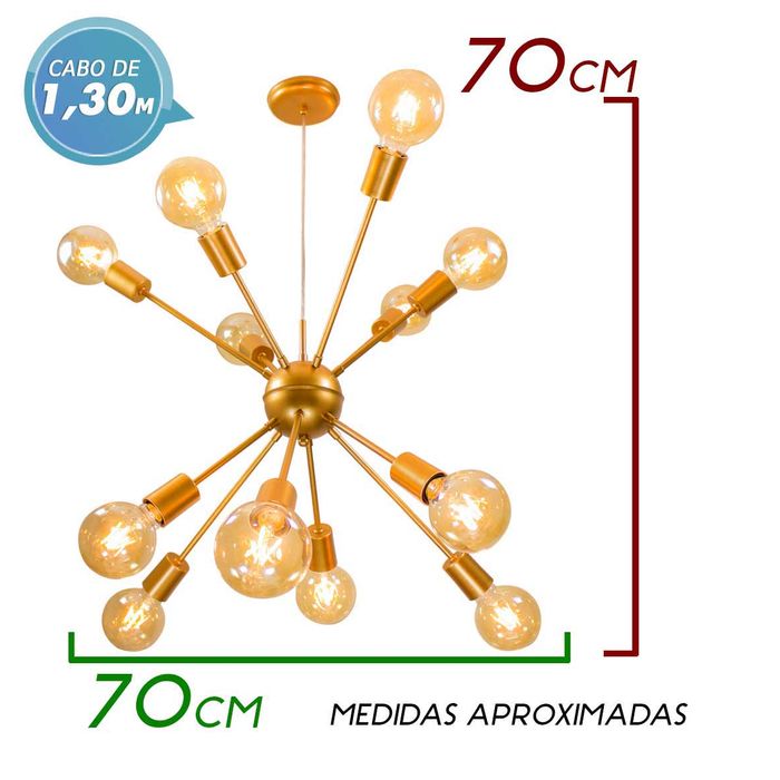 Pendente Sputnik Atom para 12 lâmpadas e27 Cobre fosco PD-4965/12-CF St598-Starlumen-