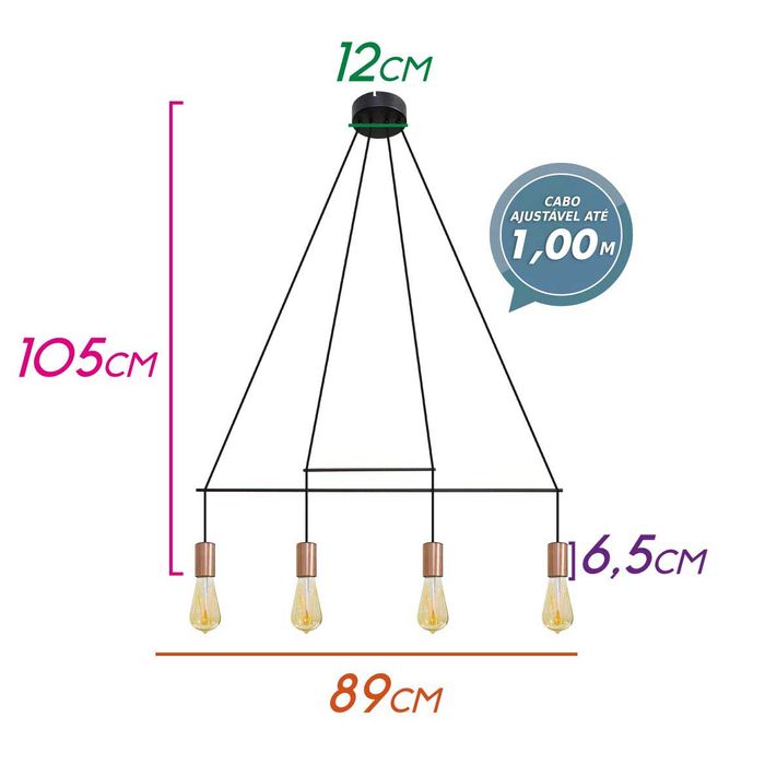 Pendente Trace Preto Bivolt Quality Qpd1353 St1549-Quality-Starlumen