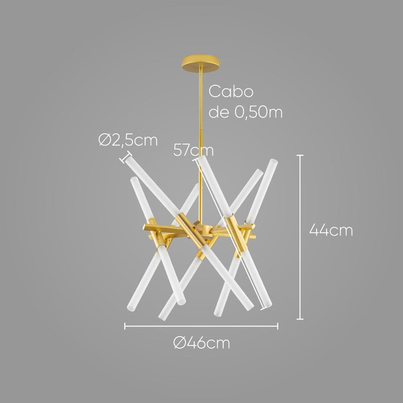 Pendente Tube Hastes Dourado P/ 12x G9 OR1190 Orluce ST2685-Starlumen-