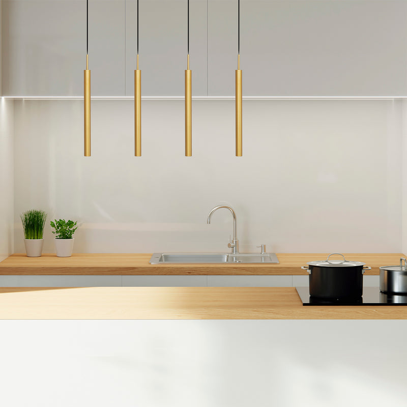 Pendente Tubo Cilindro Dourado em Alumínio para LED MR11 ST642-Starlumen-
