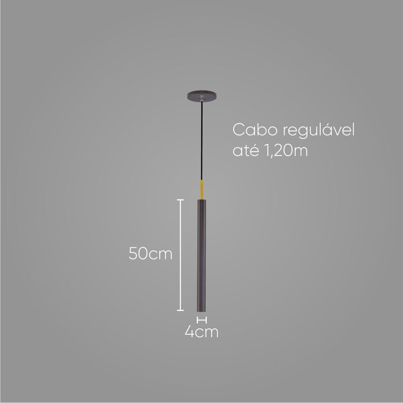 Pendente Tubo Cilindro Marrom em Alumínio para LED MR11 ST642-Starlumen-